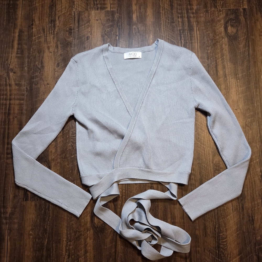 Wrap-Style Gray Sweater